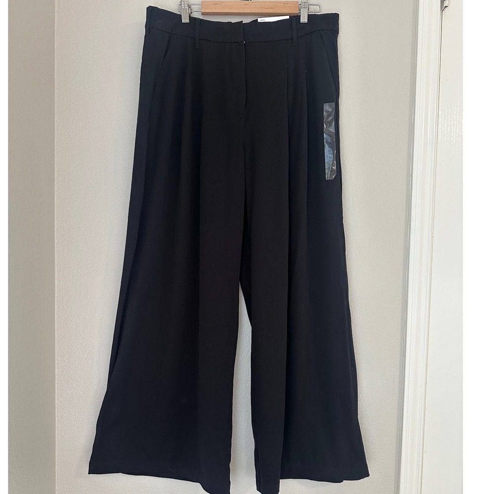 American Eagle AE Stretch Extreme Wide-Leg Poppy Trouser 16 Long NWT Black